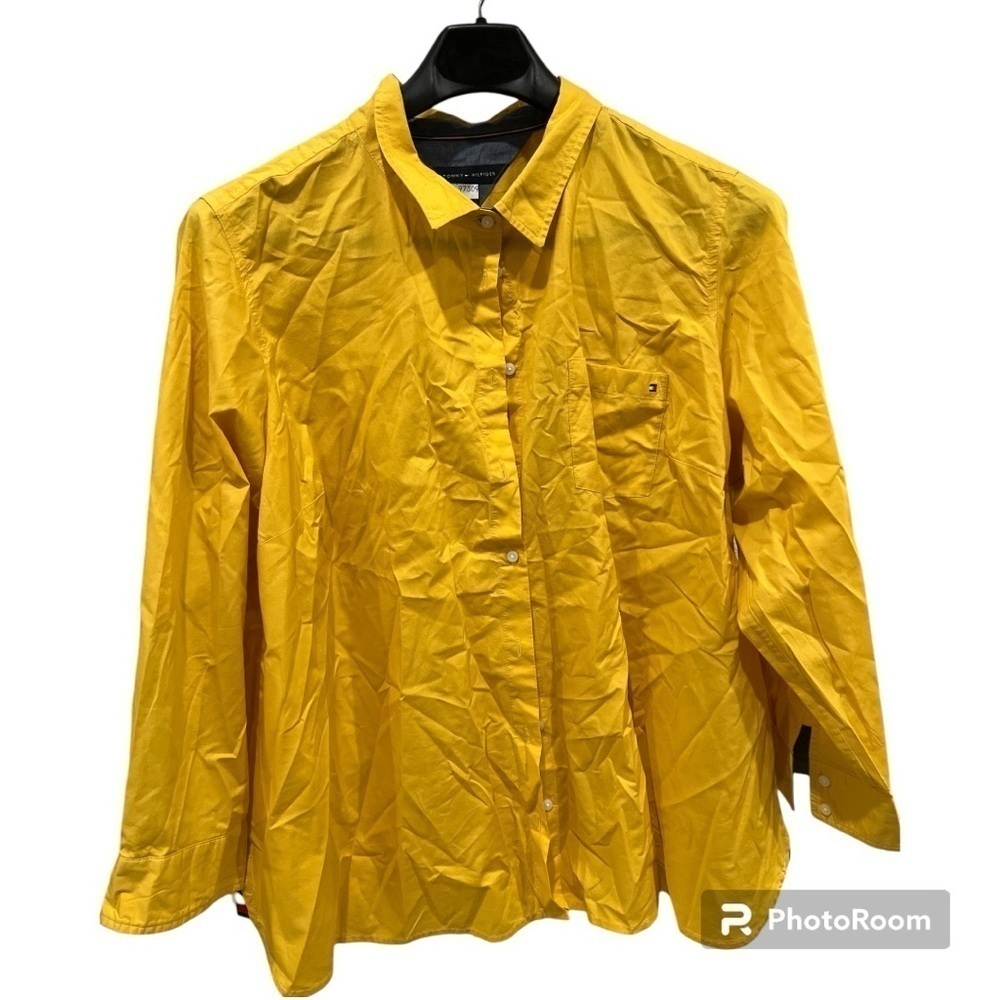Tommy Hilfiger Yellow Cotton Button Down Long Sleeve Shirt 2X